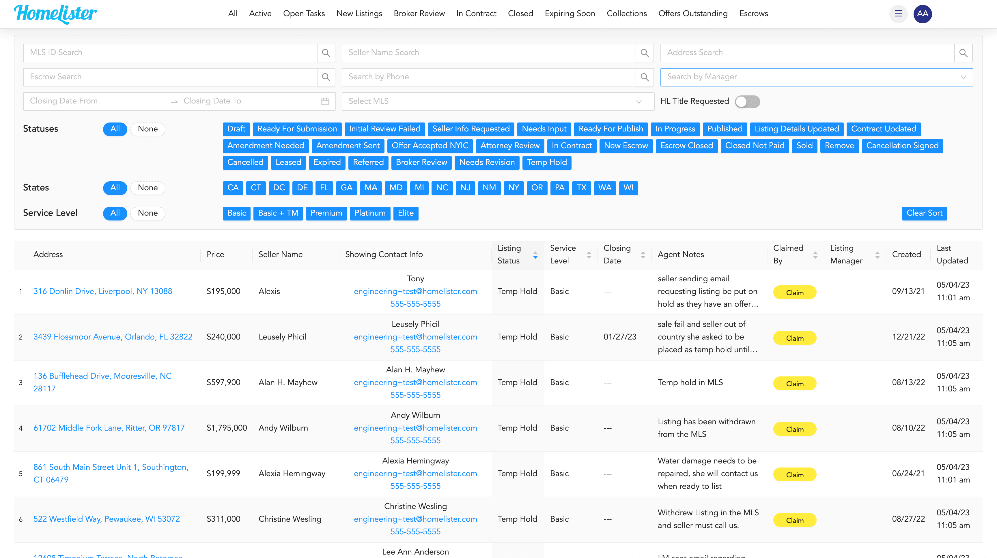 A screenshot of the admin-only brokerage console