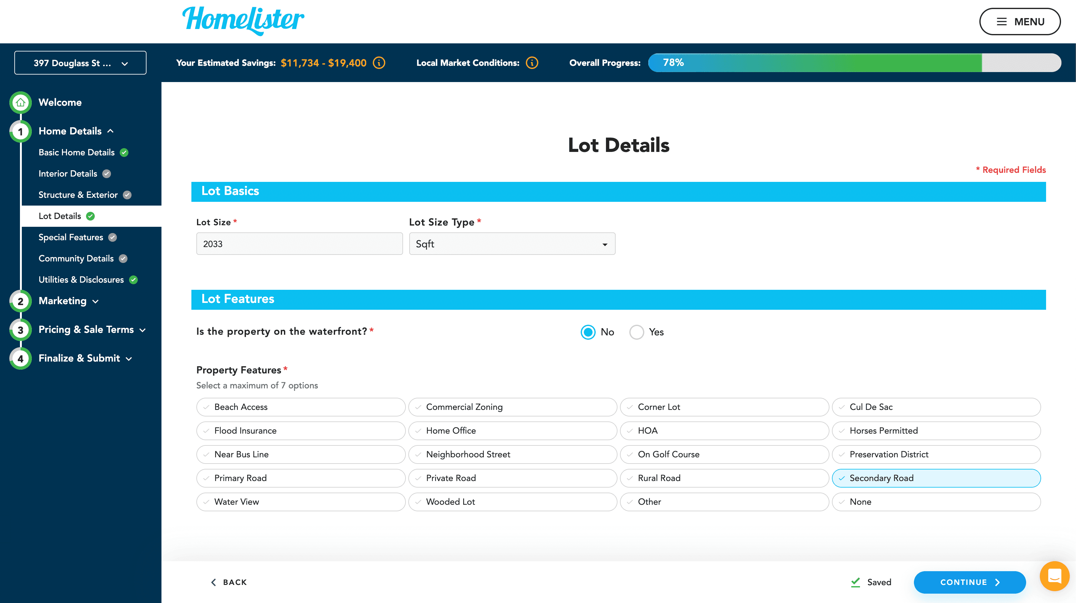 Screenshot of a Listing Flow page with multiple input types generated via the Form Builder